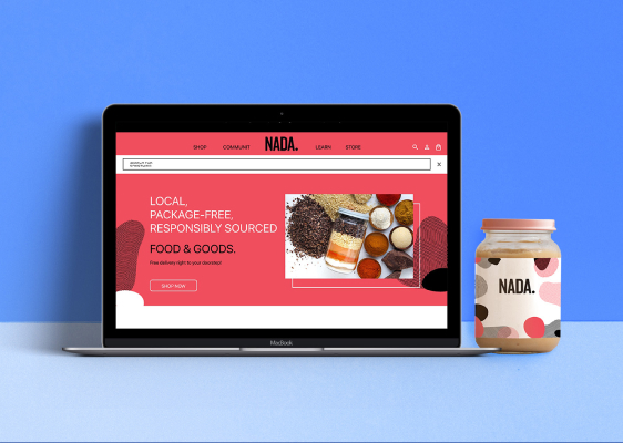 Laptop with Nada Grocery website