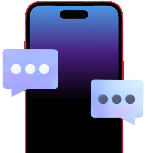 Mobile phone with chat bubbles
