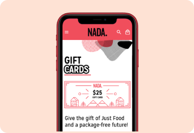 Smart phone with image of Nada Gift Card