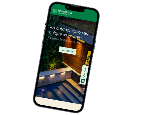 International Landscaping website on mobile